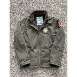 Napapijri Antarctic Survey Anorak Jacket Fleece Lined Men's Size L Khaki Green